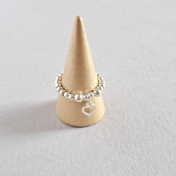 Silver Heart Charm Ring