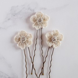 Cream Floral Applique Hair...