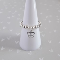 Silver Butterfly Charm Ring